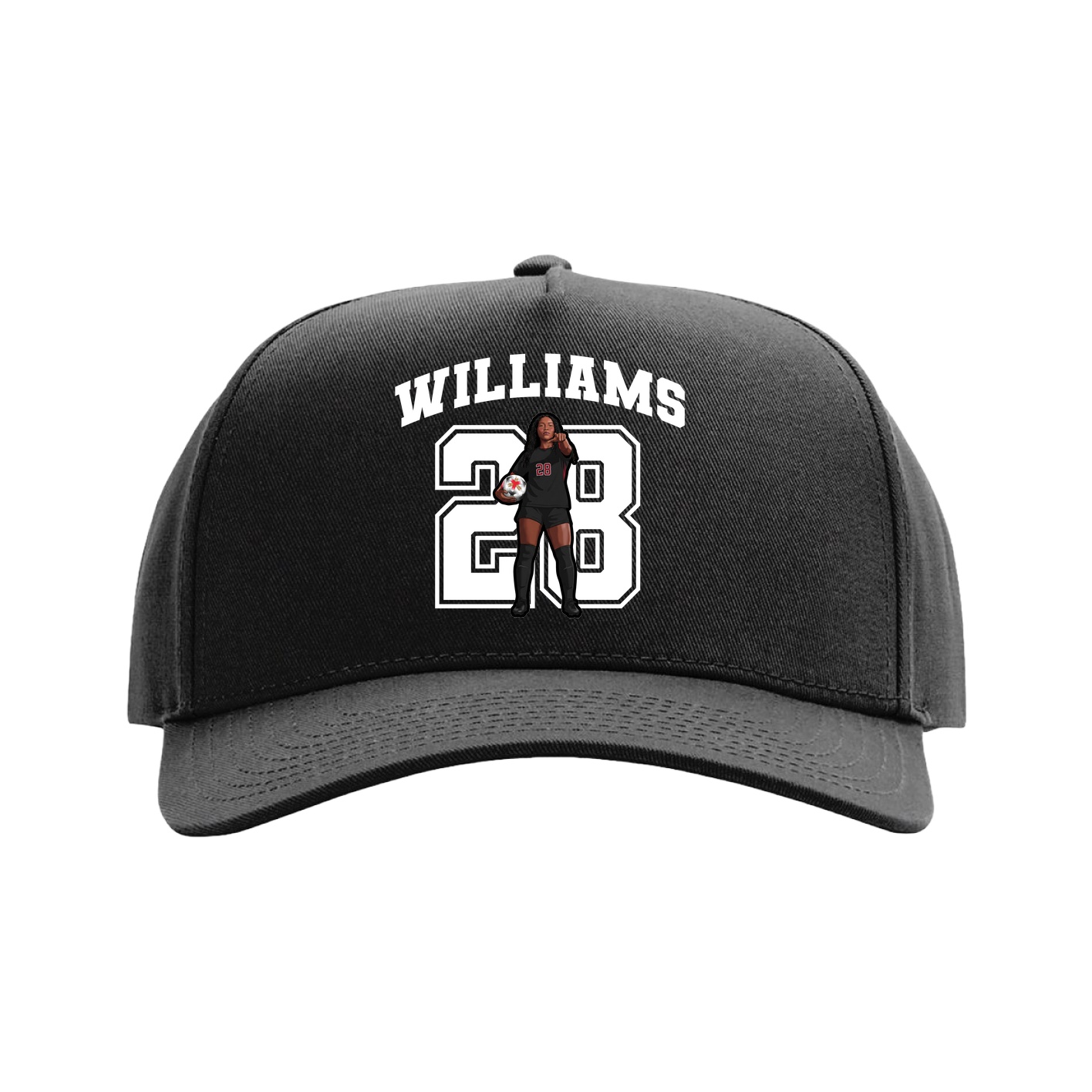 Full Fabric Five-Panel Champ Cap — Number in Black