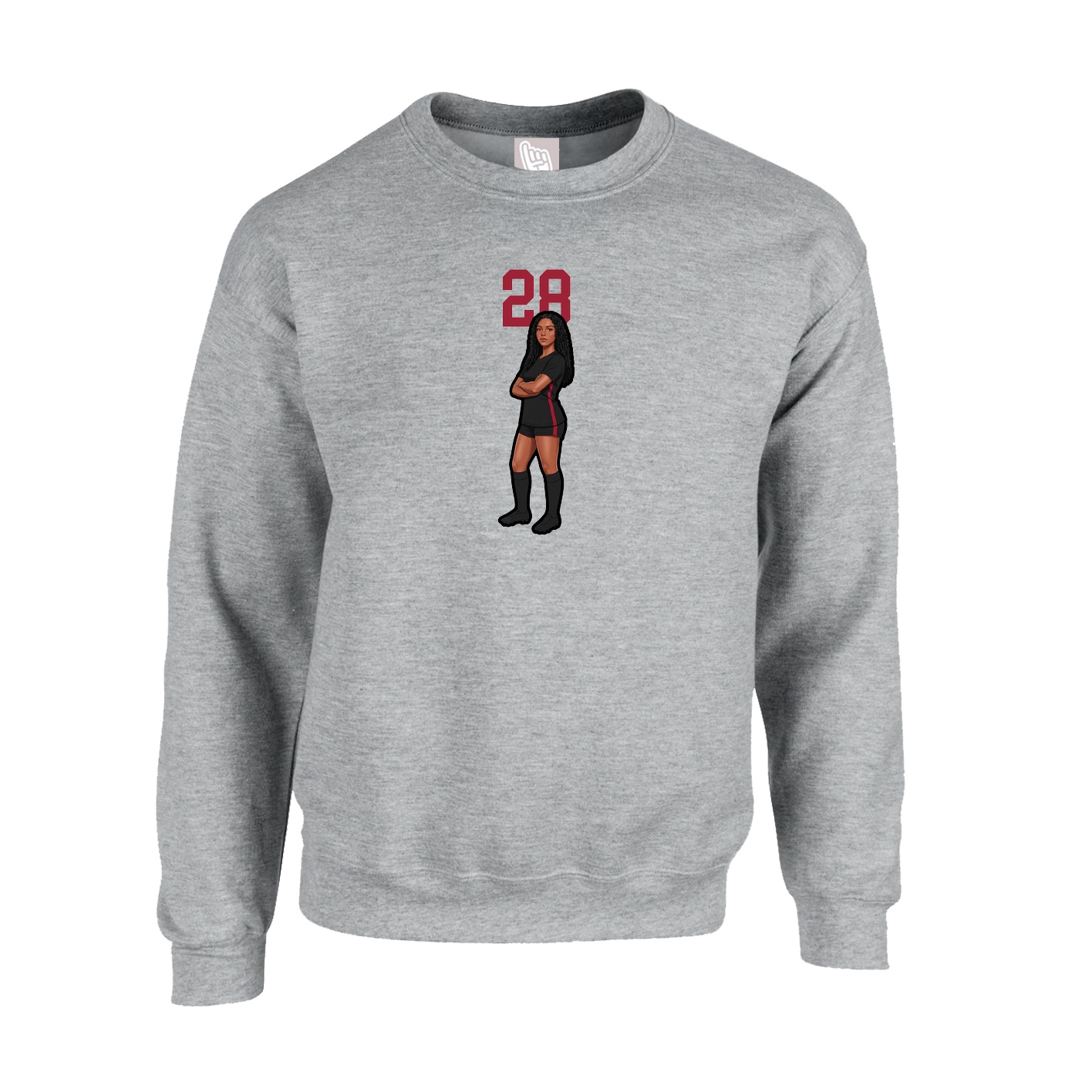Fleece Crew — Number Top in Grey