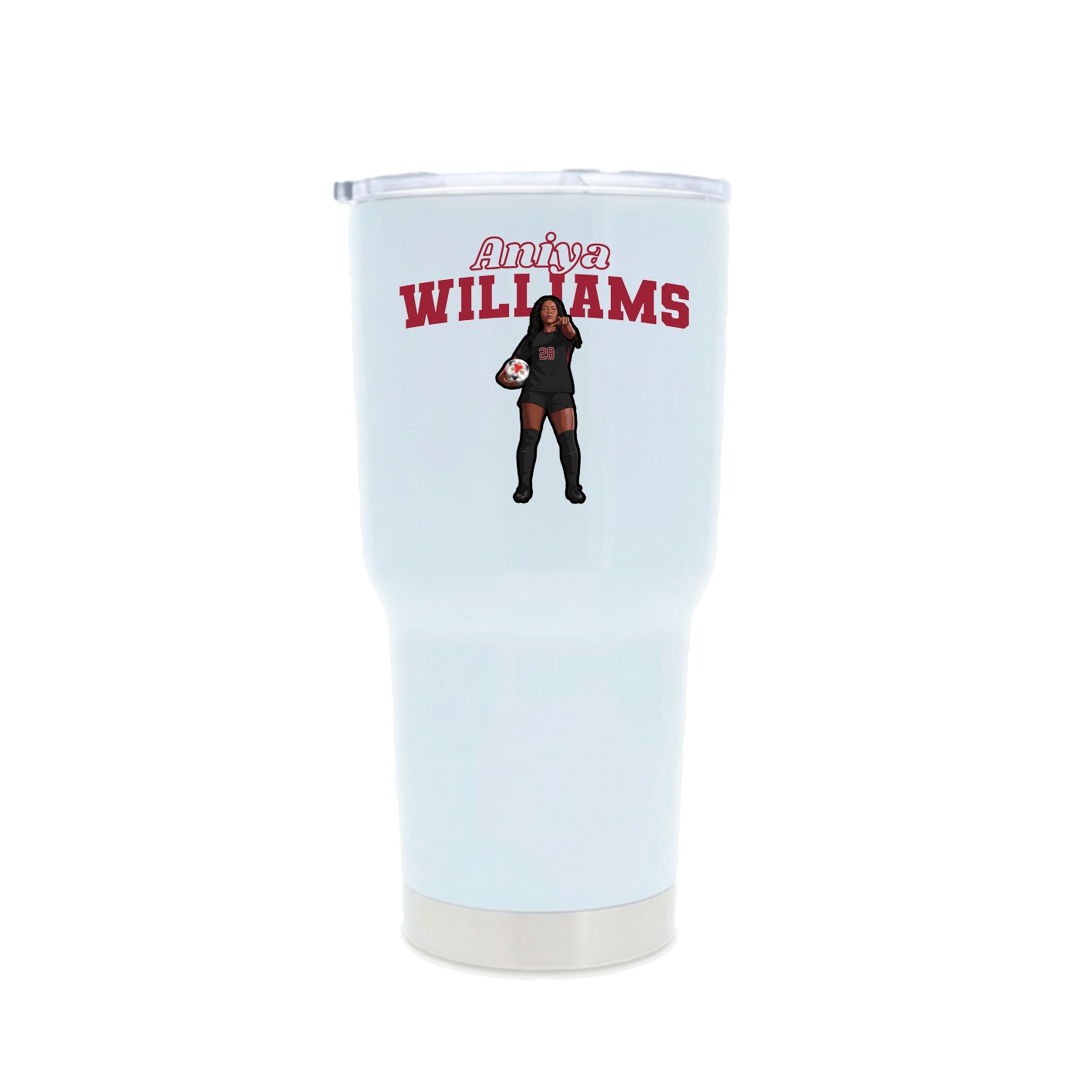 30oz Stainless Steel Tumbler — Name Arch in White