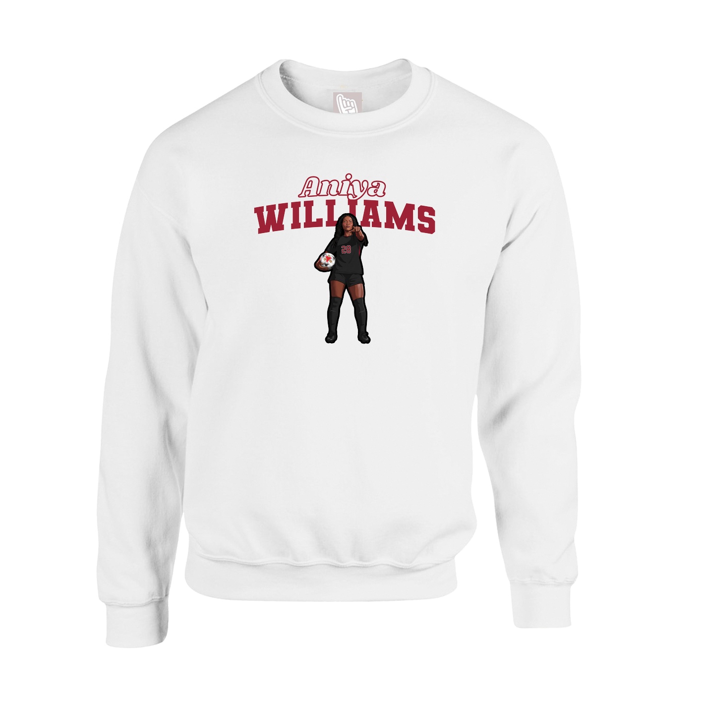 Fleece Crew — Name Arch in White