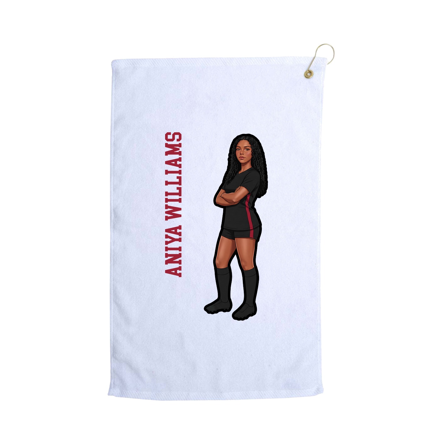 Golf Towel — Name Vertical in White