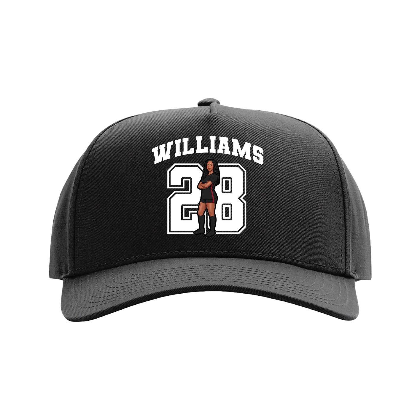 Full Fabric Five-Panel Champ Cap — Number in Black