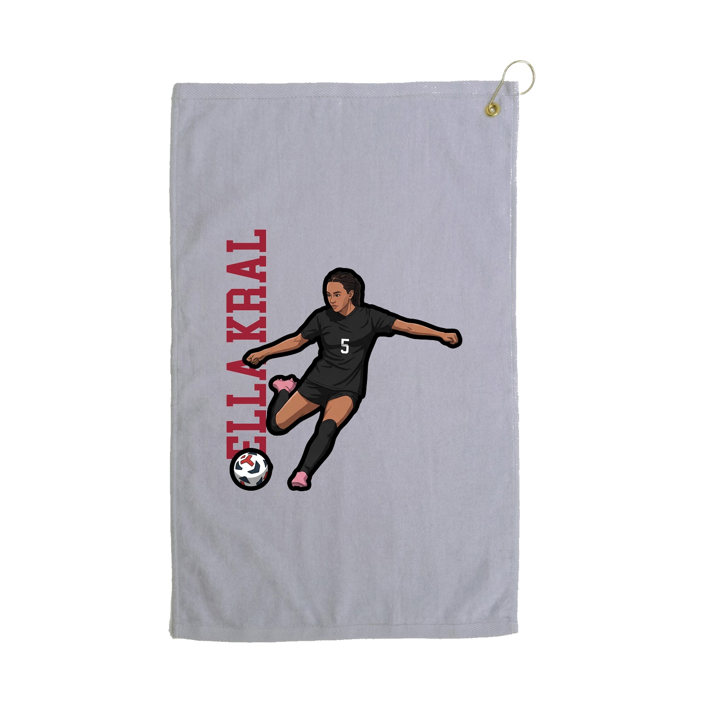 Golf Towel — Name Vertical in Grey