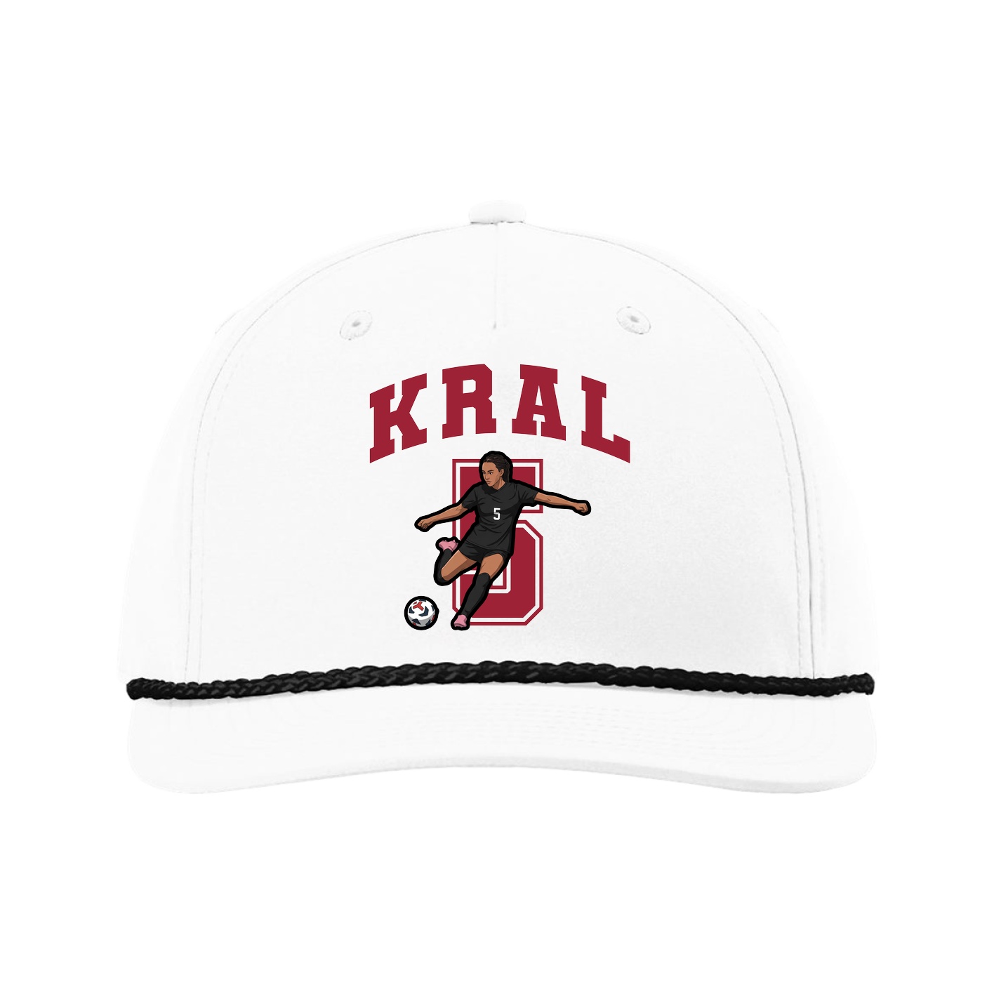 Five-Panel Classic Rope Cap — Number in White