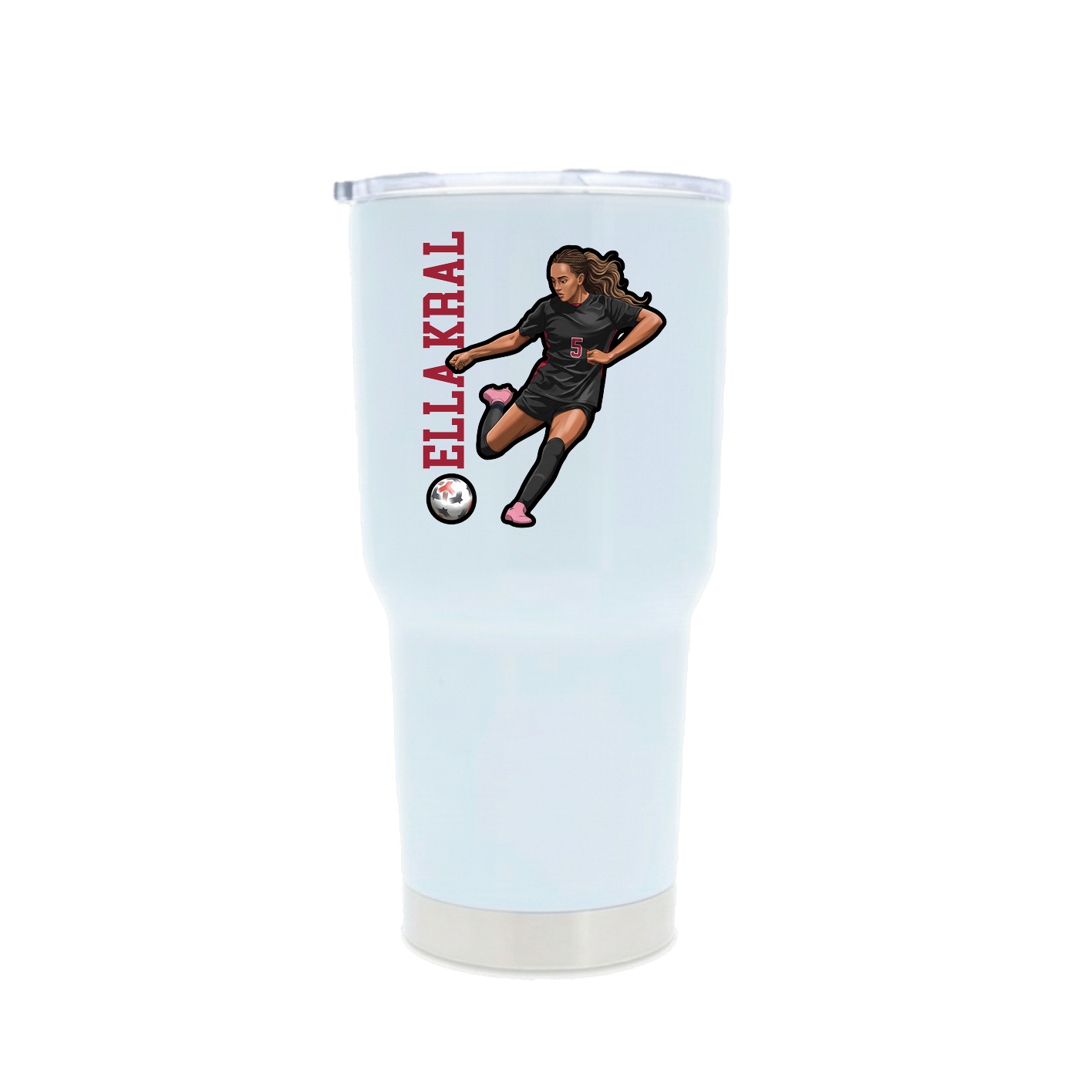 30oz Stainless Steel Tumbler — Name Vertical in White