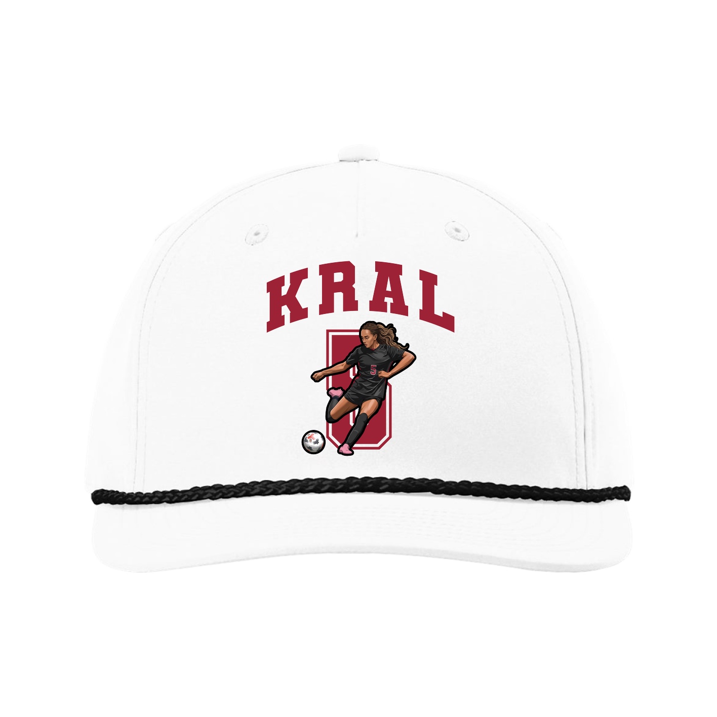 Five-Panel Classic Rope Cap — Number in White