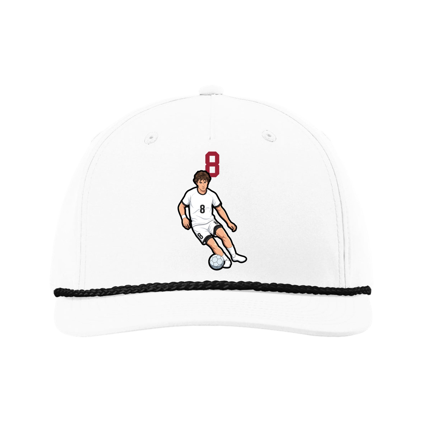 Five-Panel Classic Rope Cap — Number Top in White