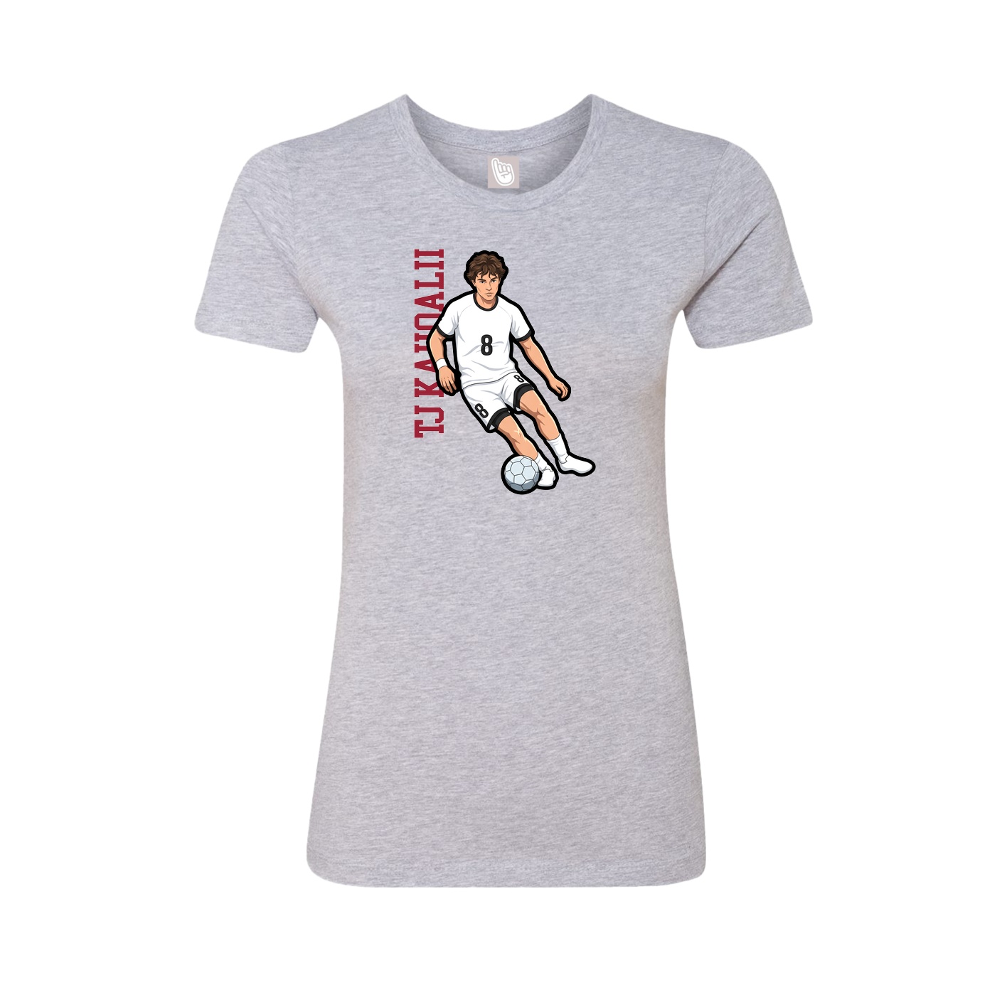 Fitted Women's Tee — Name Vertical in Grey
