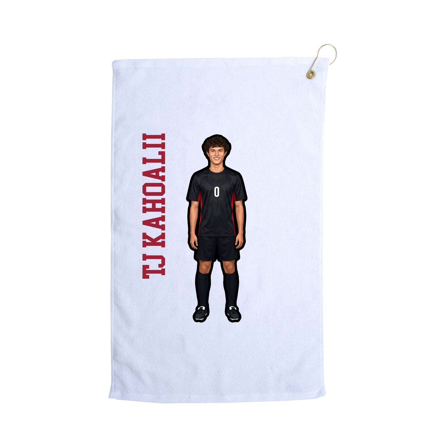 Golf Towel — Name Vertical in White