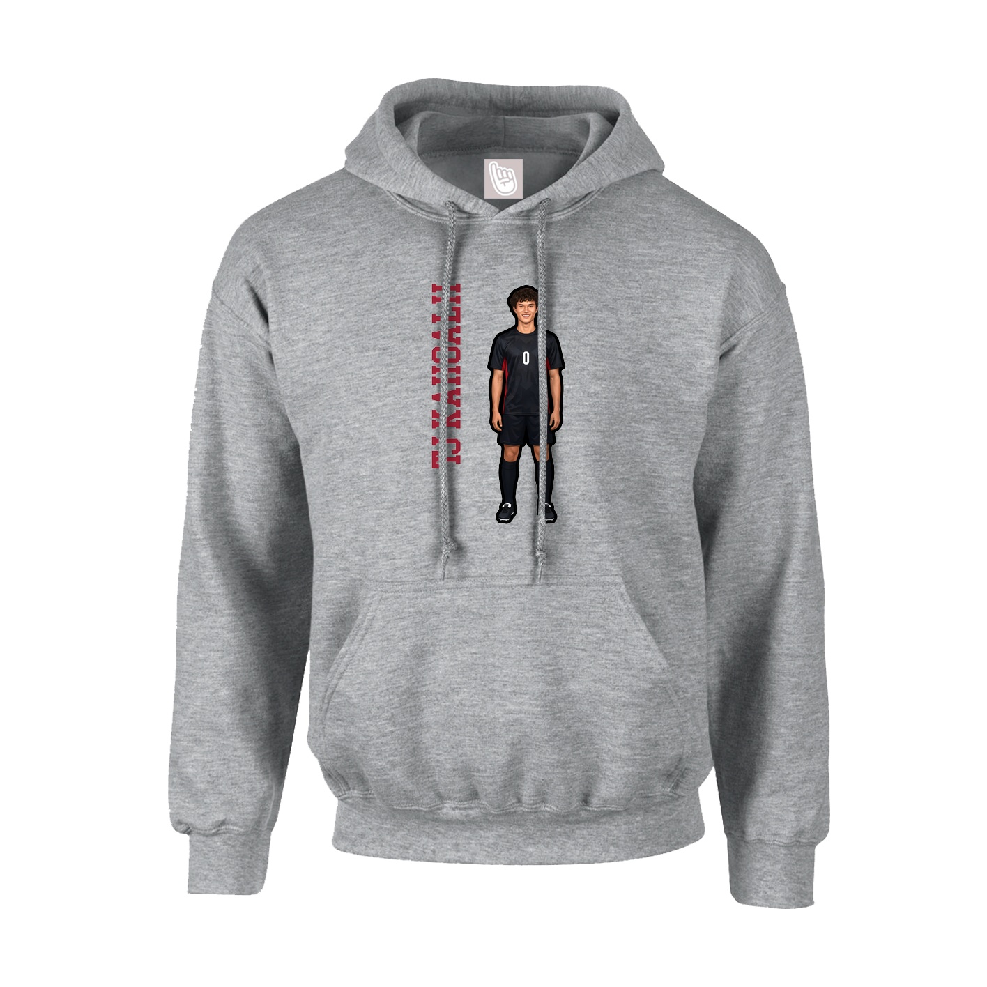 Hoodie — Name Vertical in Grey