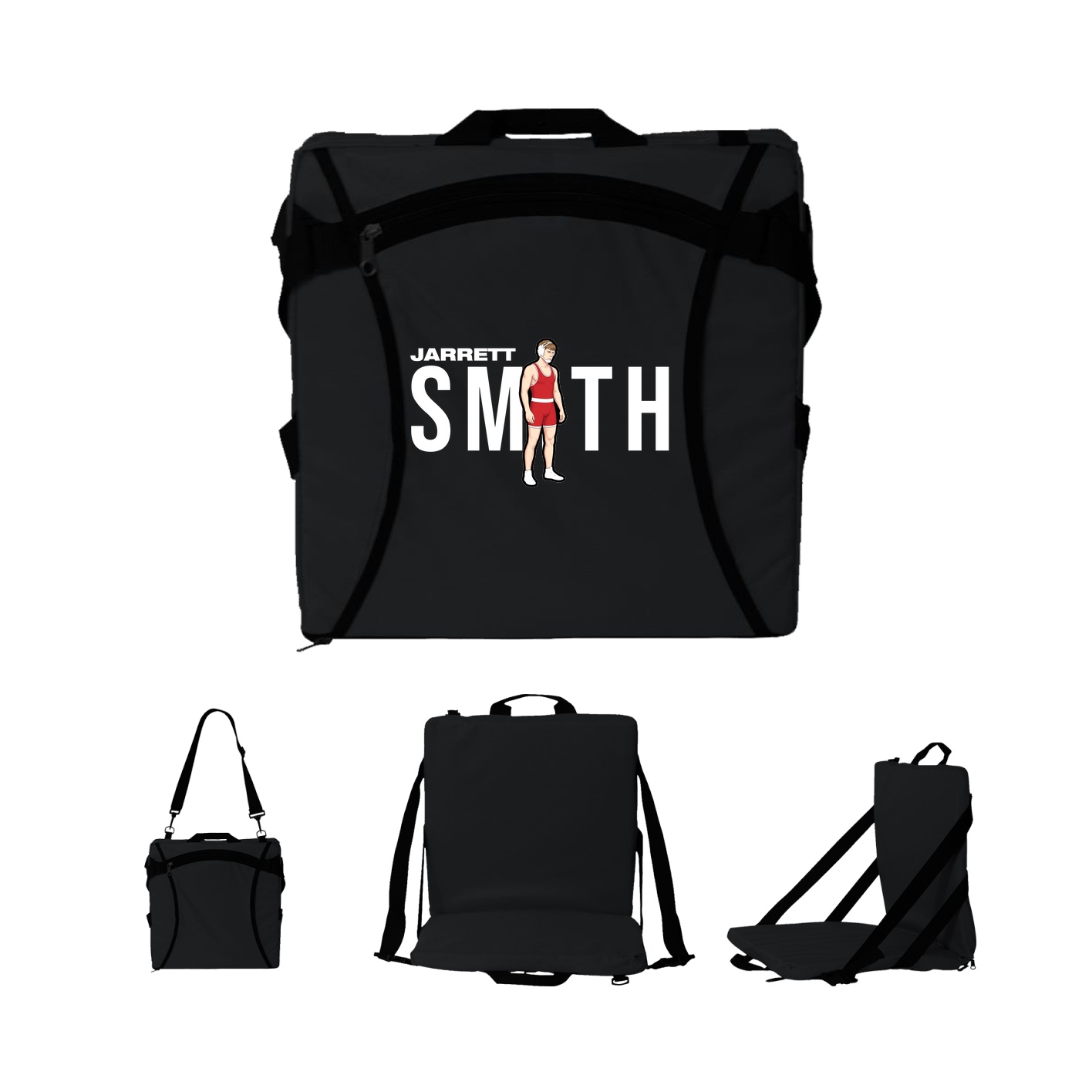 Folding Stadium Seat — Player Name in Black