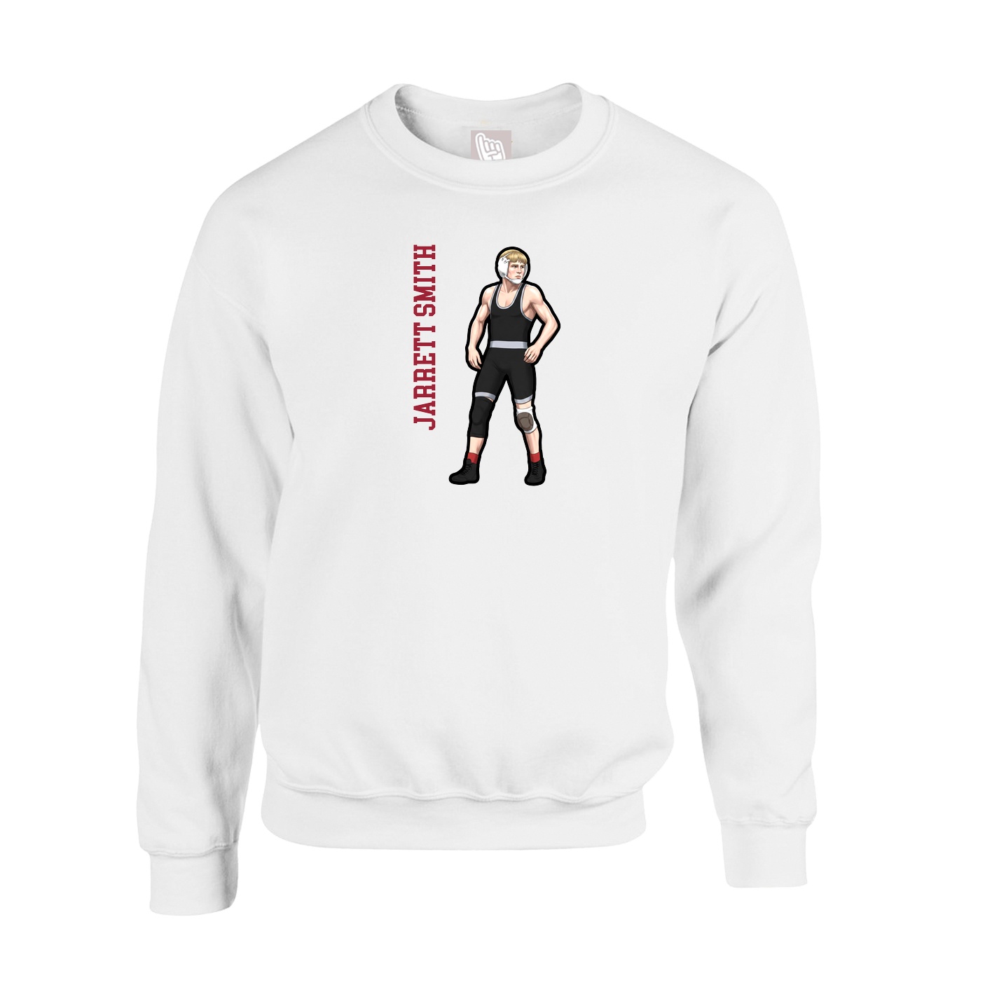 Fleece Crew — Name Vertical in White