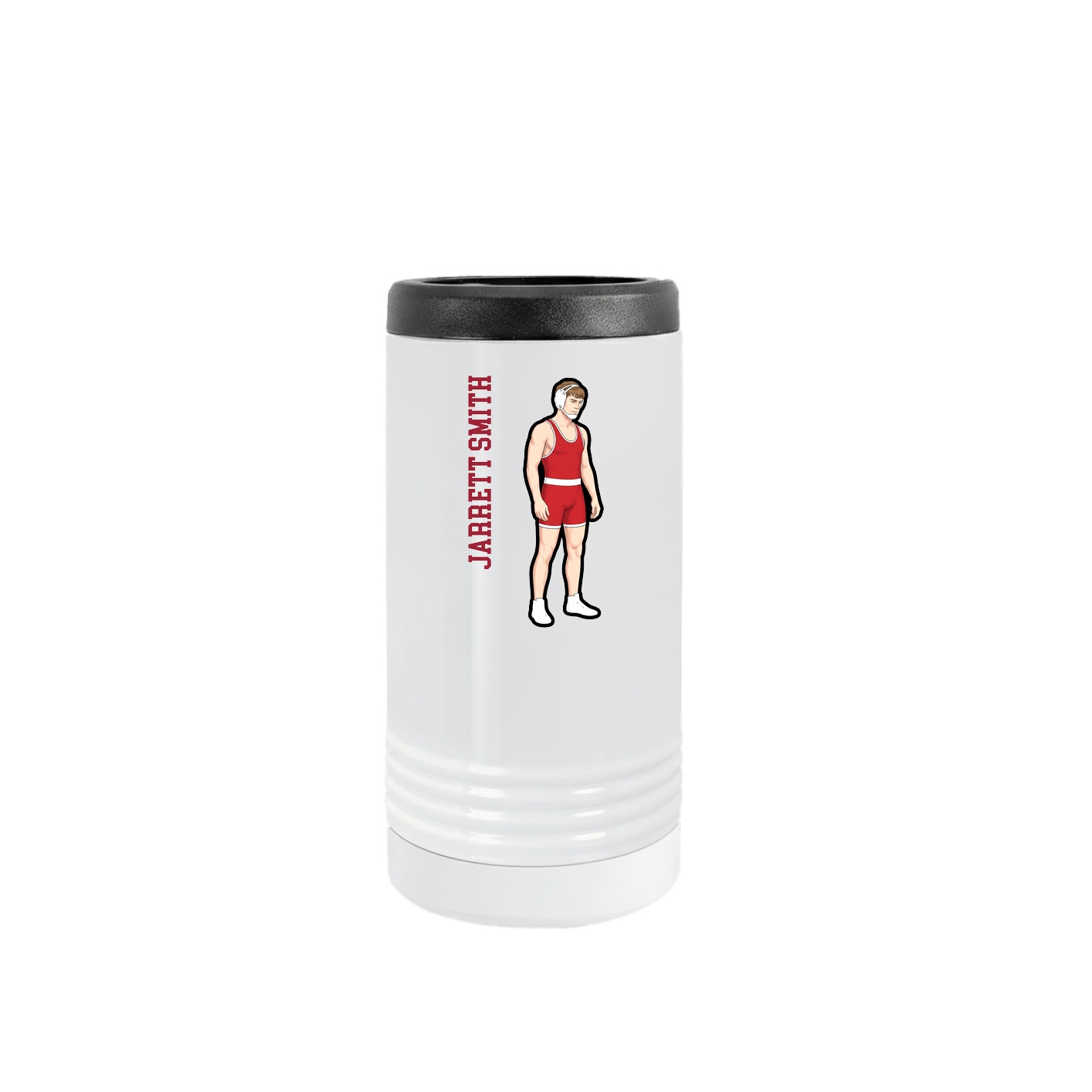 Slim Beverage Holder — Name Vertical in White