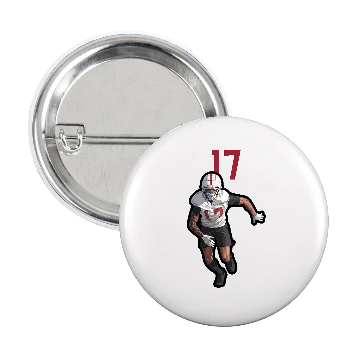 Game Day Button — Number Top in White