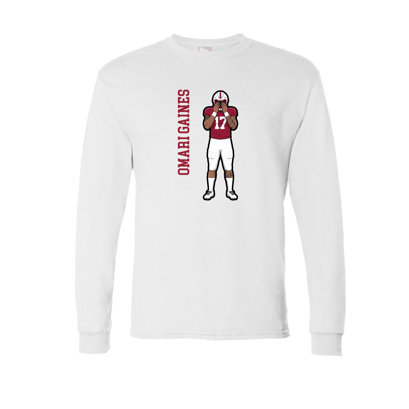 Long Sleeve Tee — Name Vertical in White