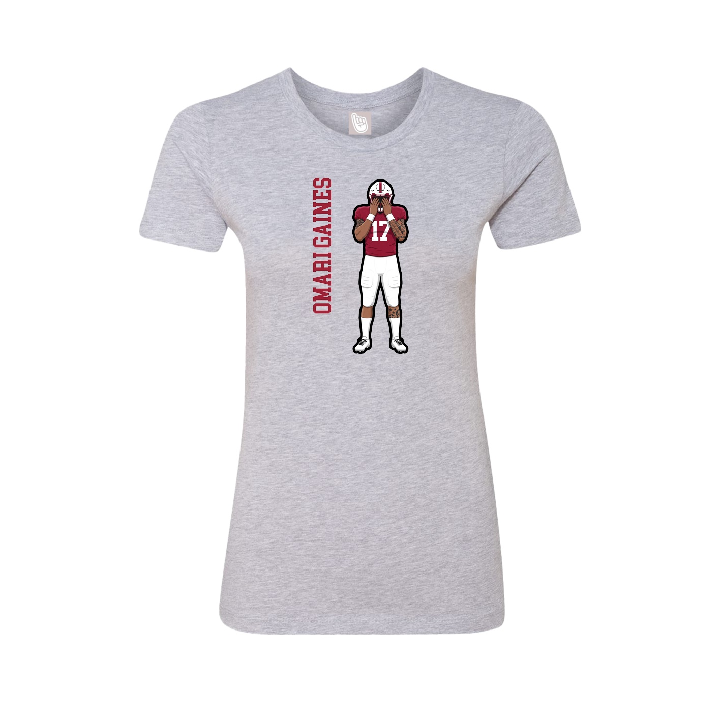 Fitted Women's Tee — Name Vertical in Grey