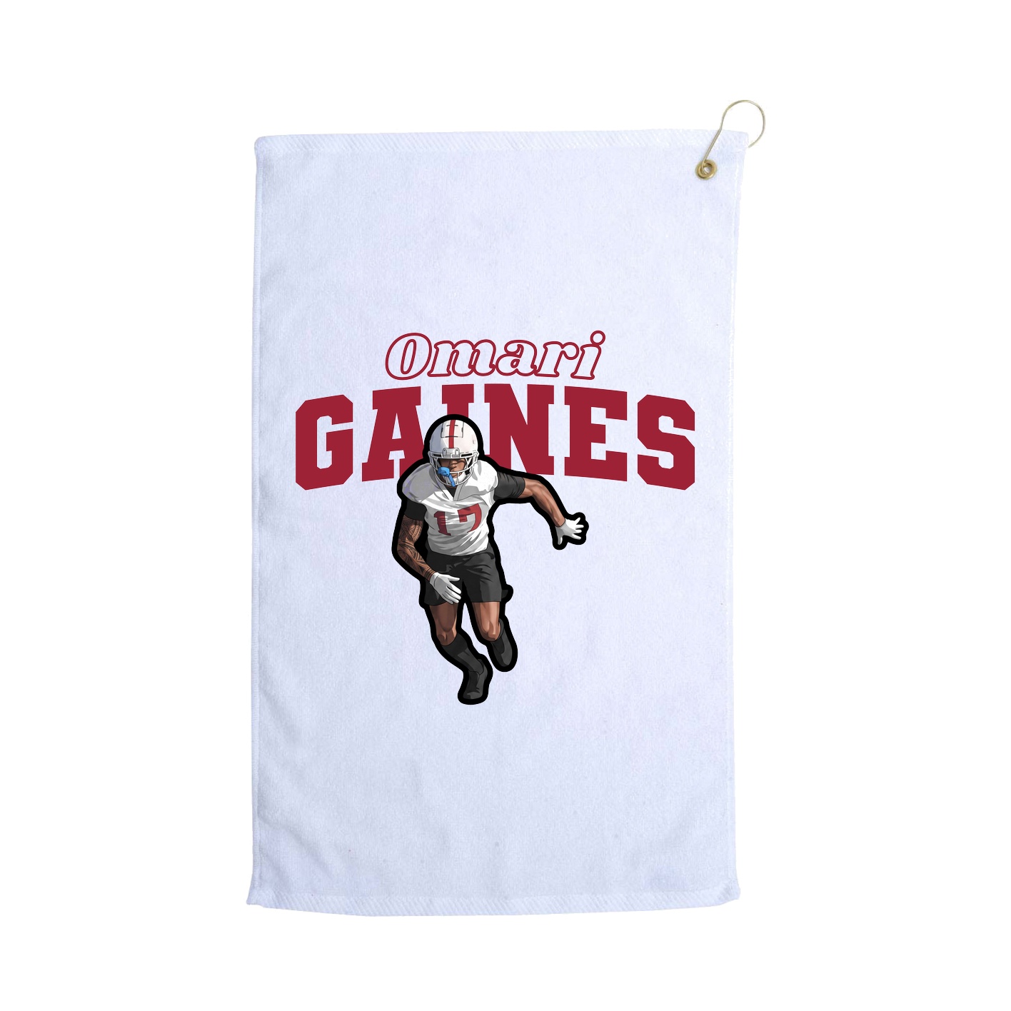 Golf Towel — Name Arch in White