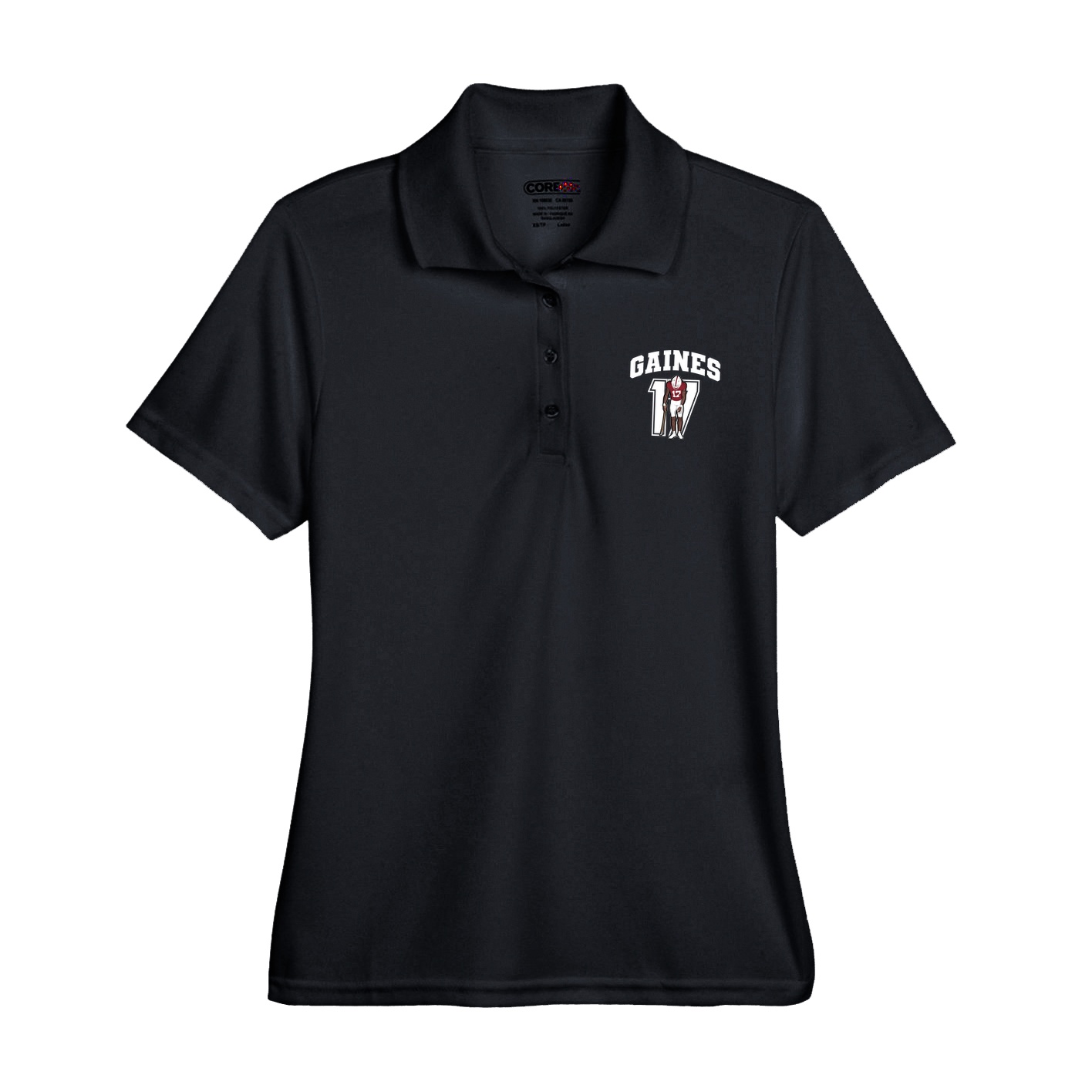 Womens Performance Polo — Number in Black