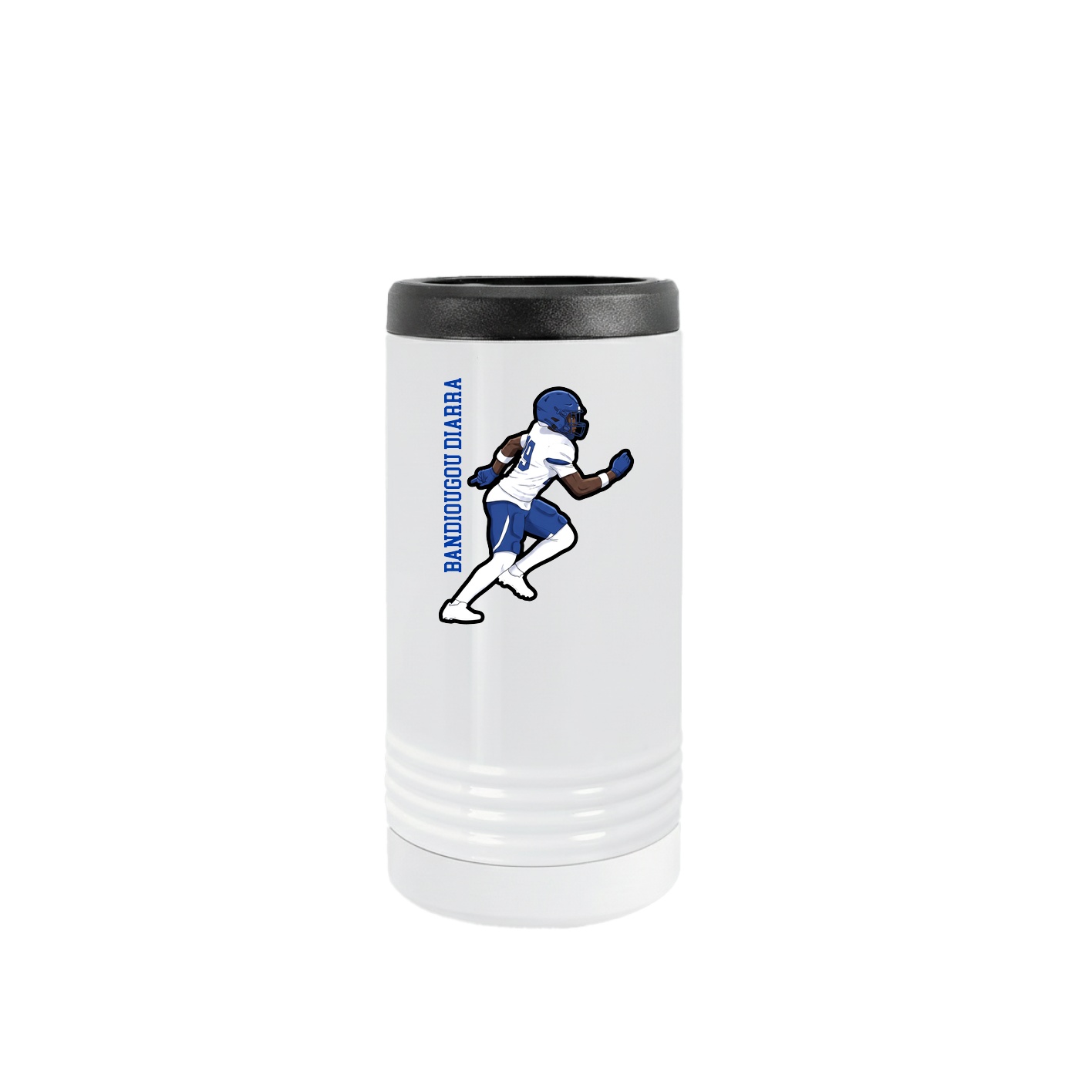 Slim Beverage Holder — Name Vertical in White