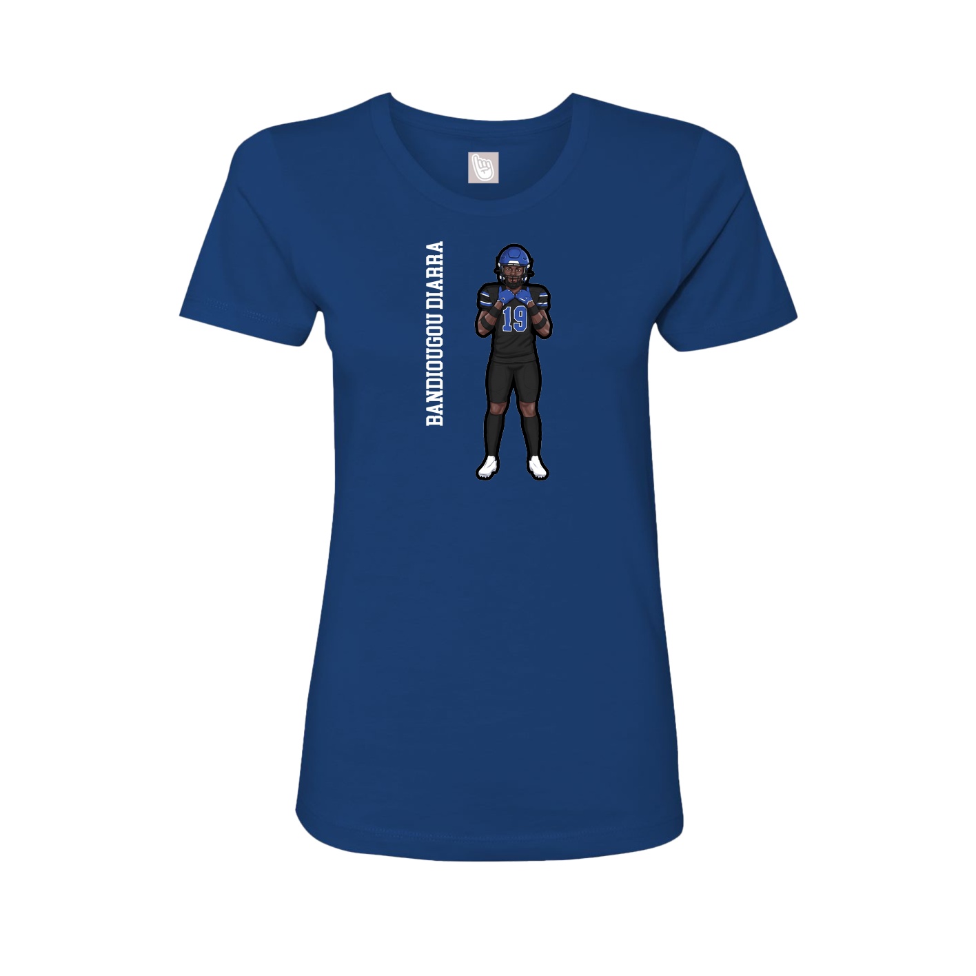 Fitted Women's Tee — Name Vertical in Royal