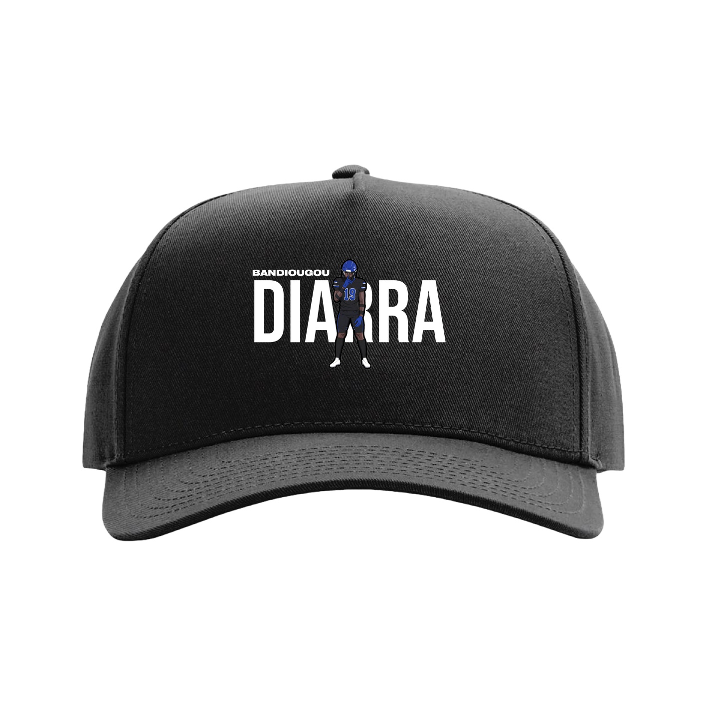 Full Fabric Five-Panel Champ Cap — Player Name in Black