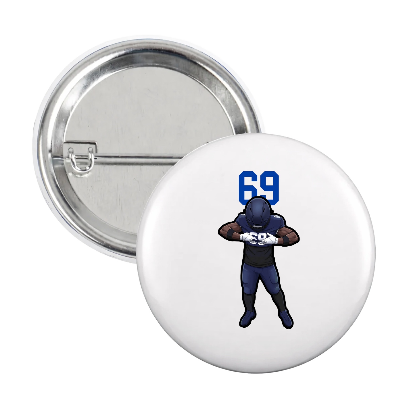 Game Day Button — Number Top in White