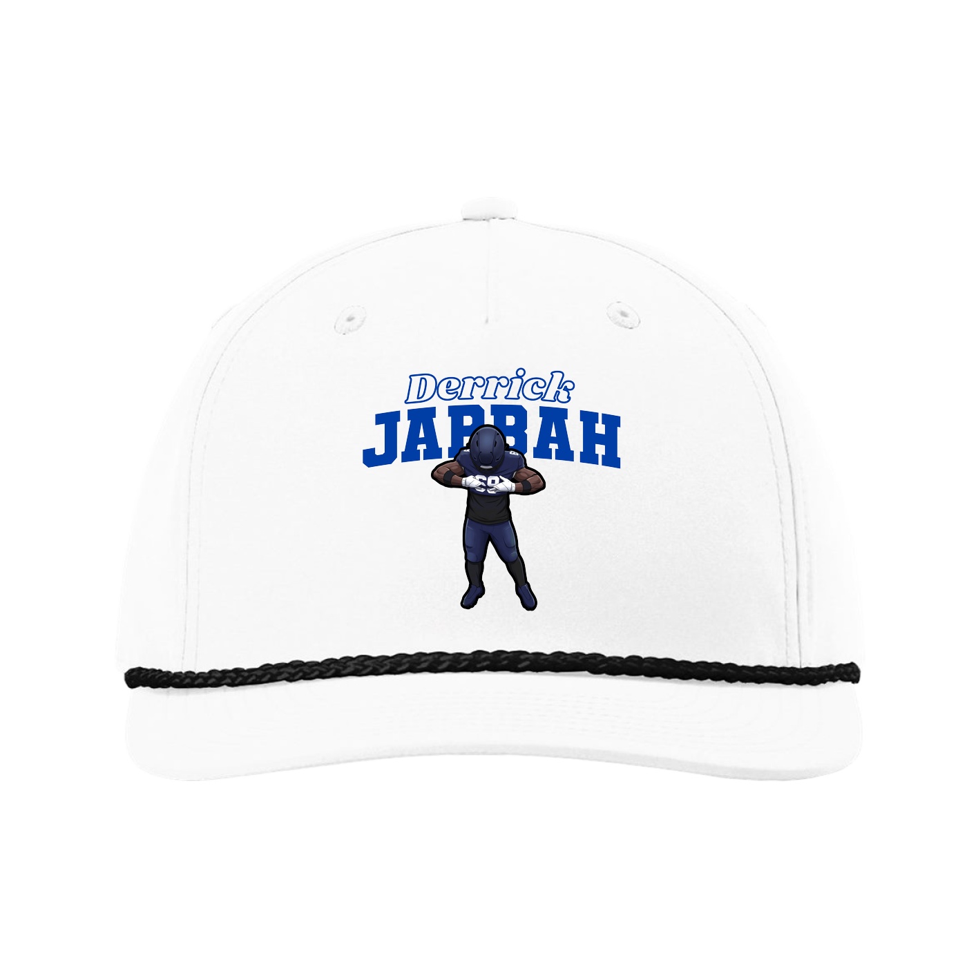 Five-Panel Classic Rope Cap — Name Arch in White