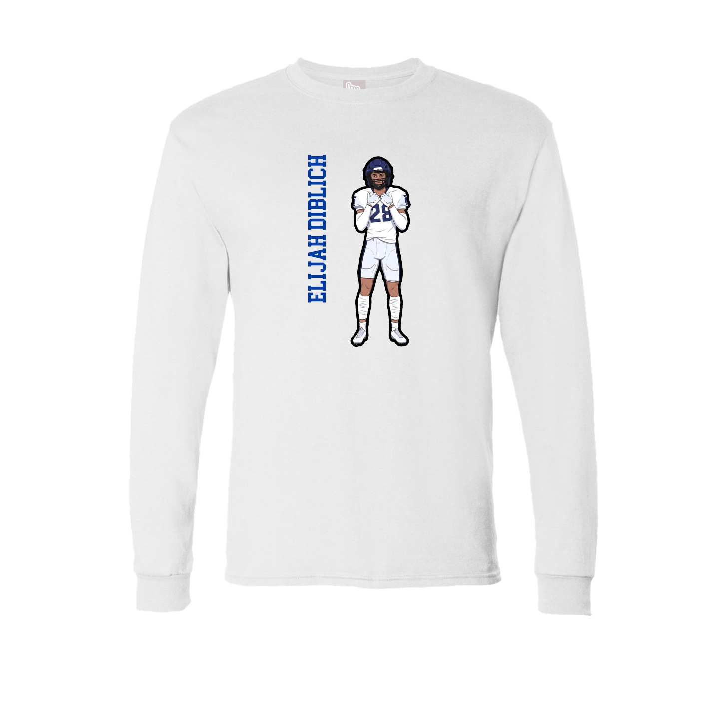 Long Sleeve Tee — Name Vertical in White