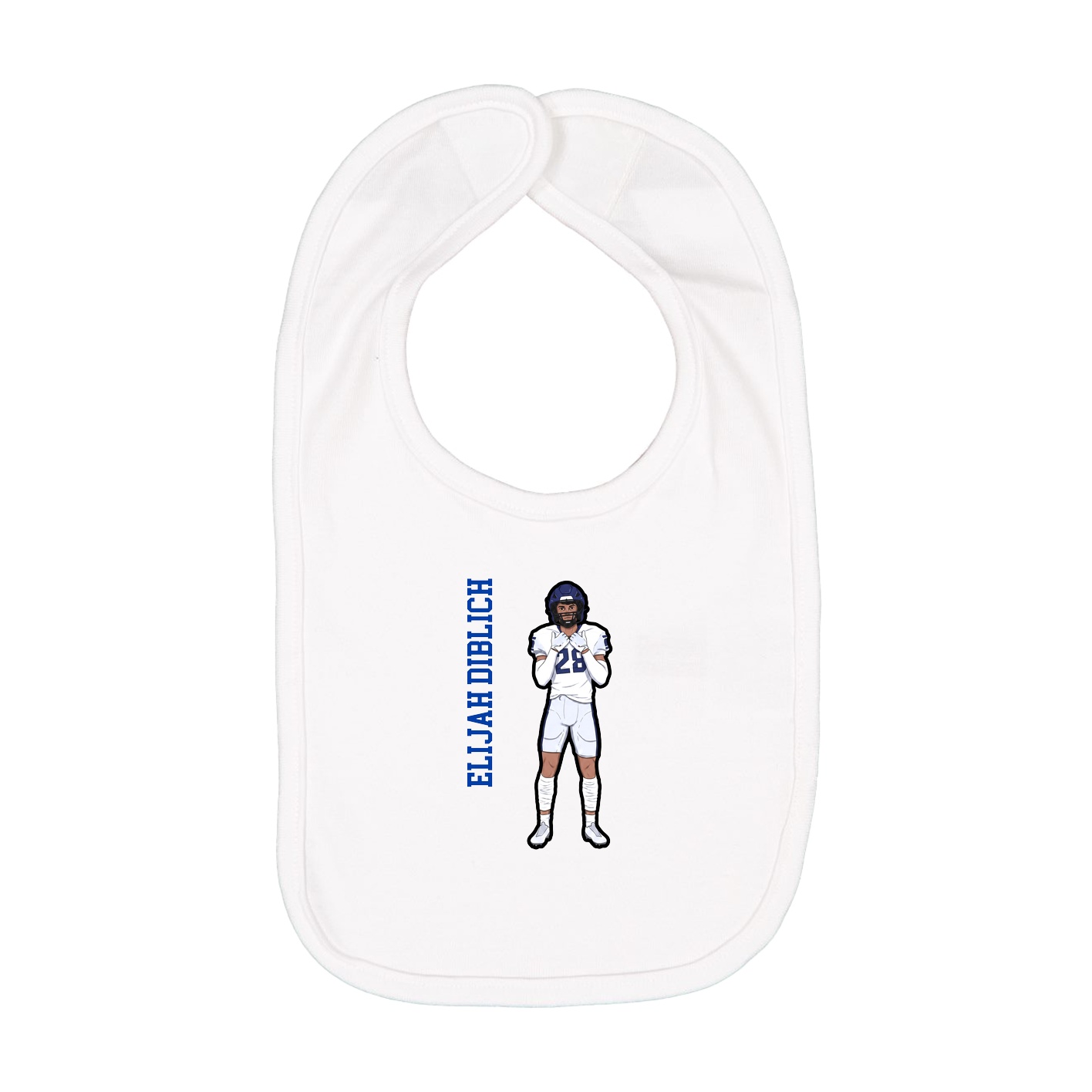 Infant Bib — Name Vertical in White