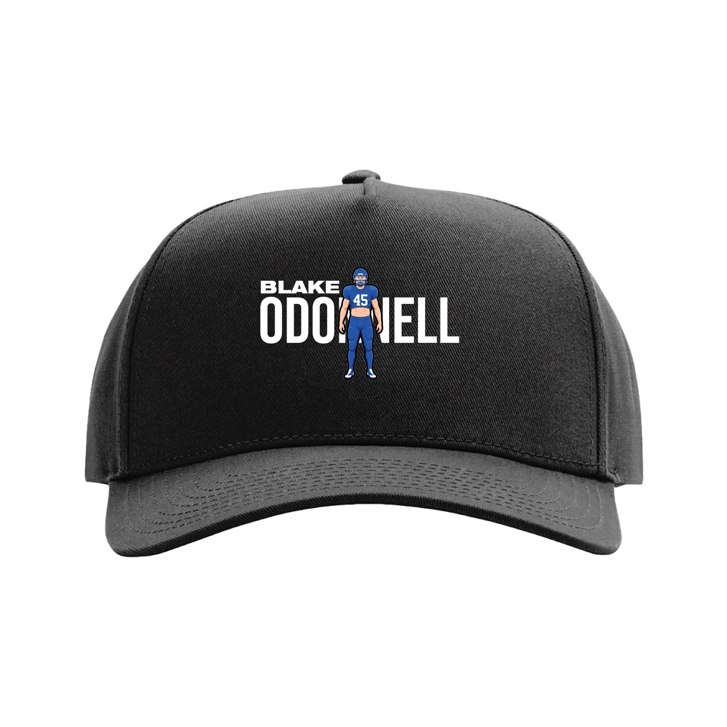 Full Fabric Five-Panel Champ Cap — Player Name in Black