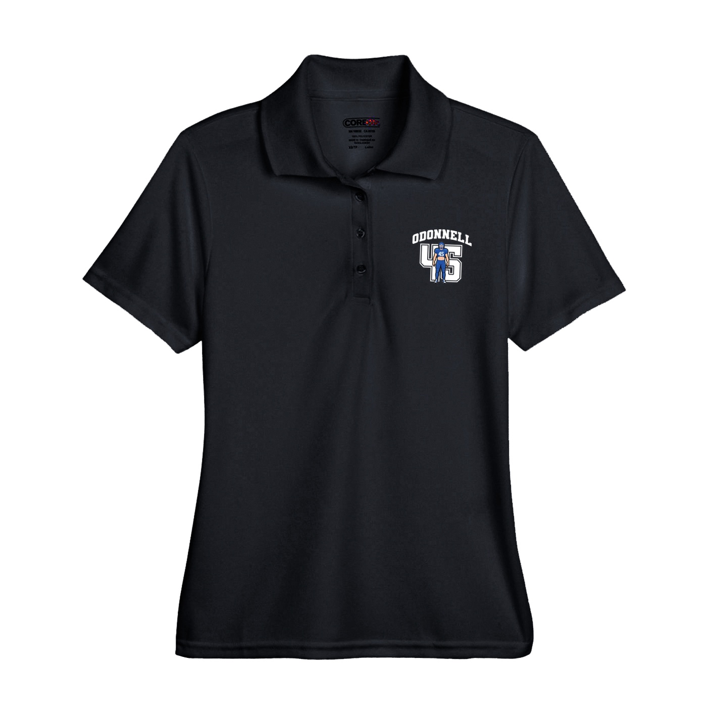 Womens Performance Polo — Number in Black