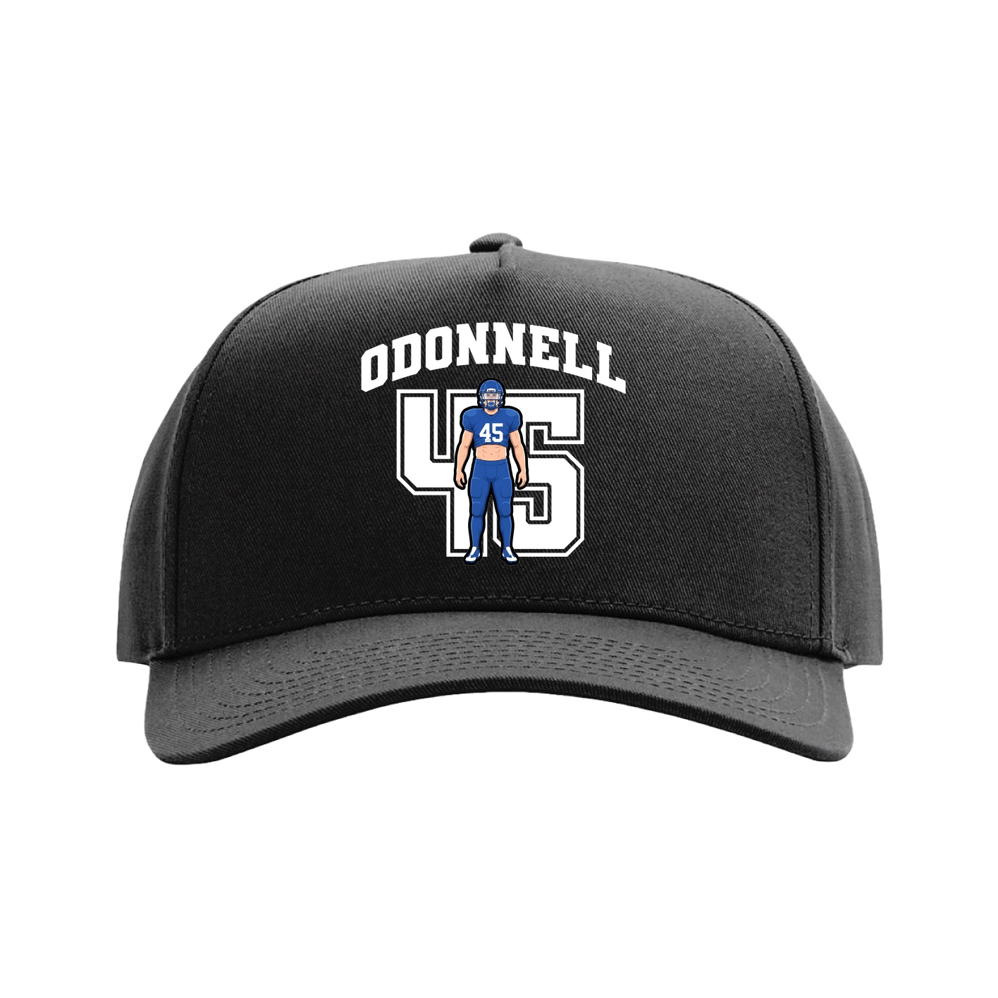 Full Fabric Five-Panel Champ Cap — Number in Black