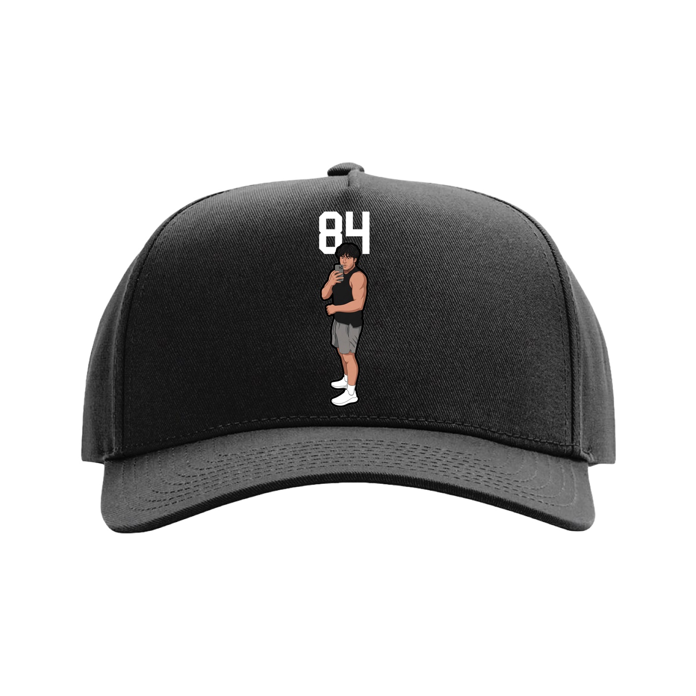 Full Fabric Five-Panel Champ Cap — Number Top in Black