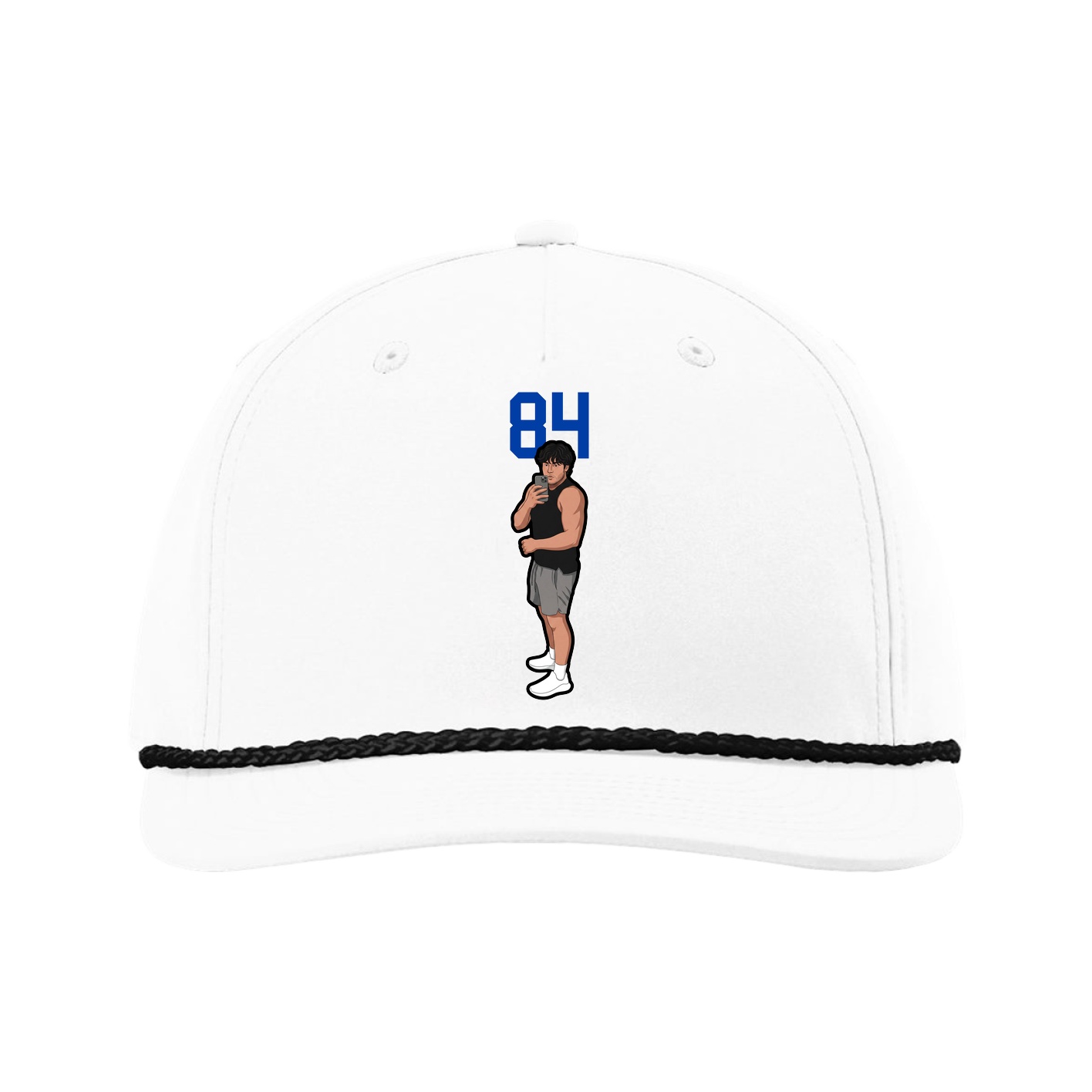 Five-Panel Classic Rope Cap — Number Top in White