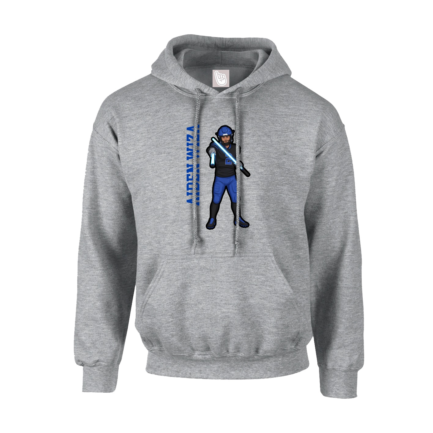 Hoodie — Name Vertical in Grey