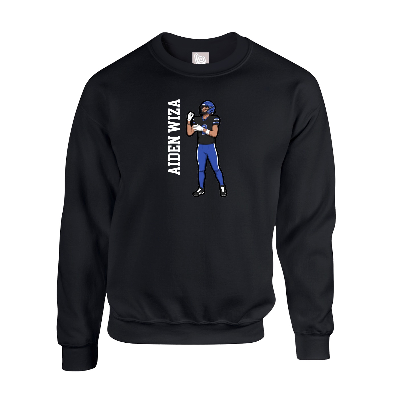 Fleece Crew — Name Vertical in Black