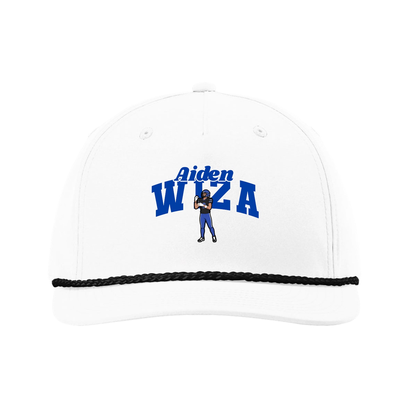 Five-Panel Classic Rope Cap — Signature Arch in White