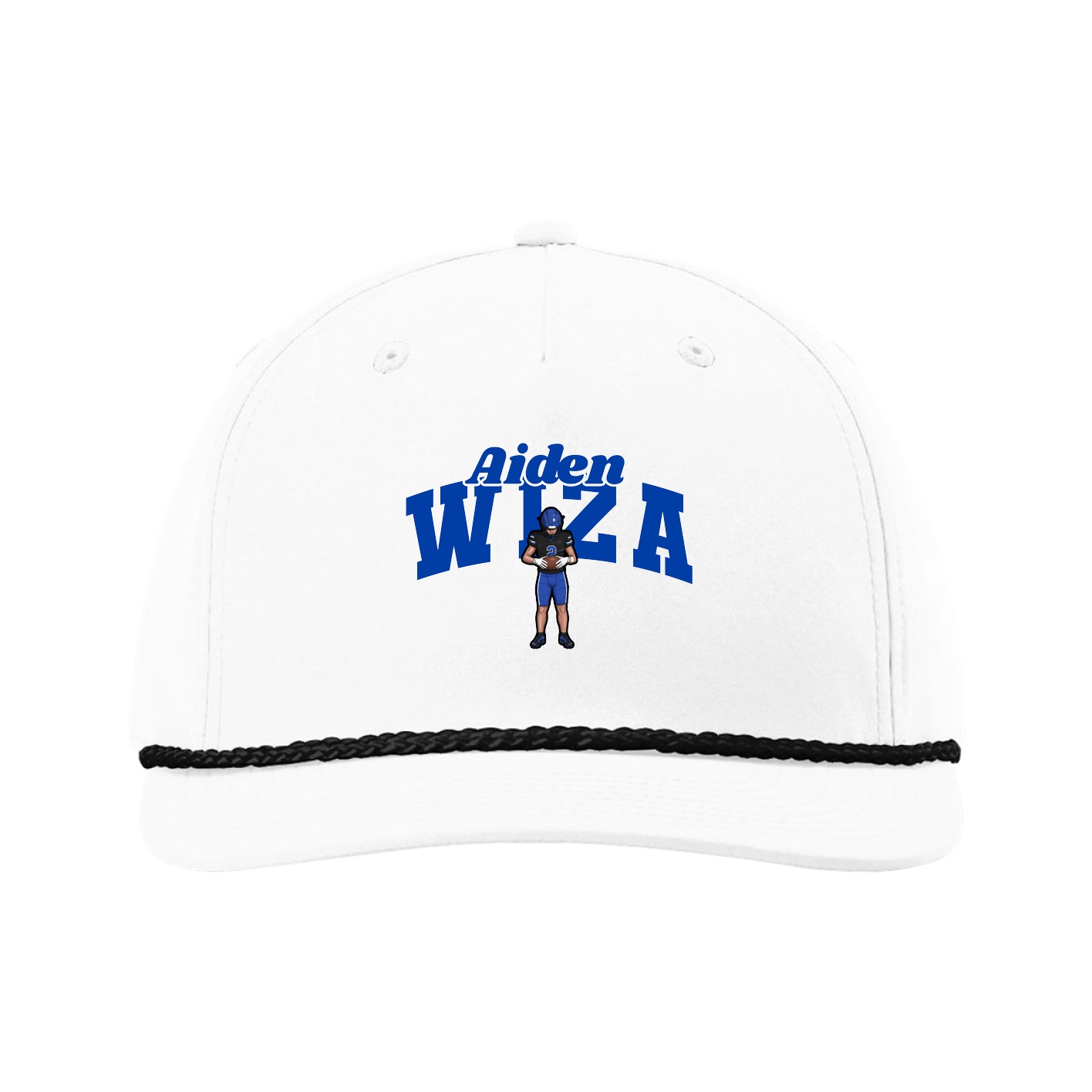 Five-Panel Classic Rope Cap — Signature Arch in White