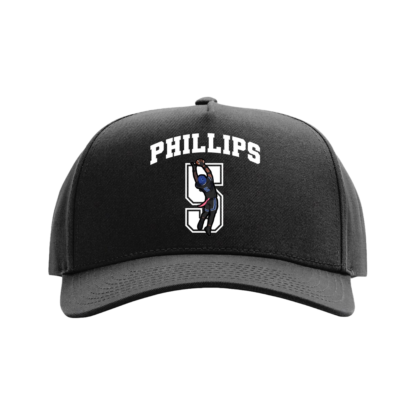 Full Fabric Five-Panel Champ Cap — Number in Black