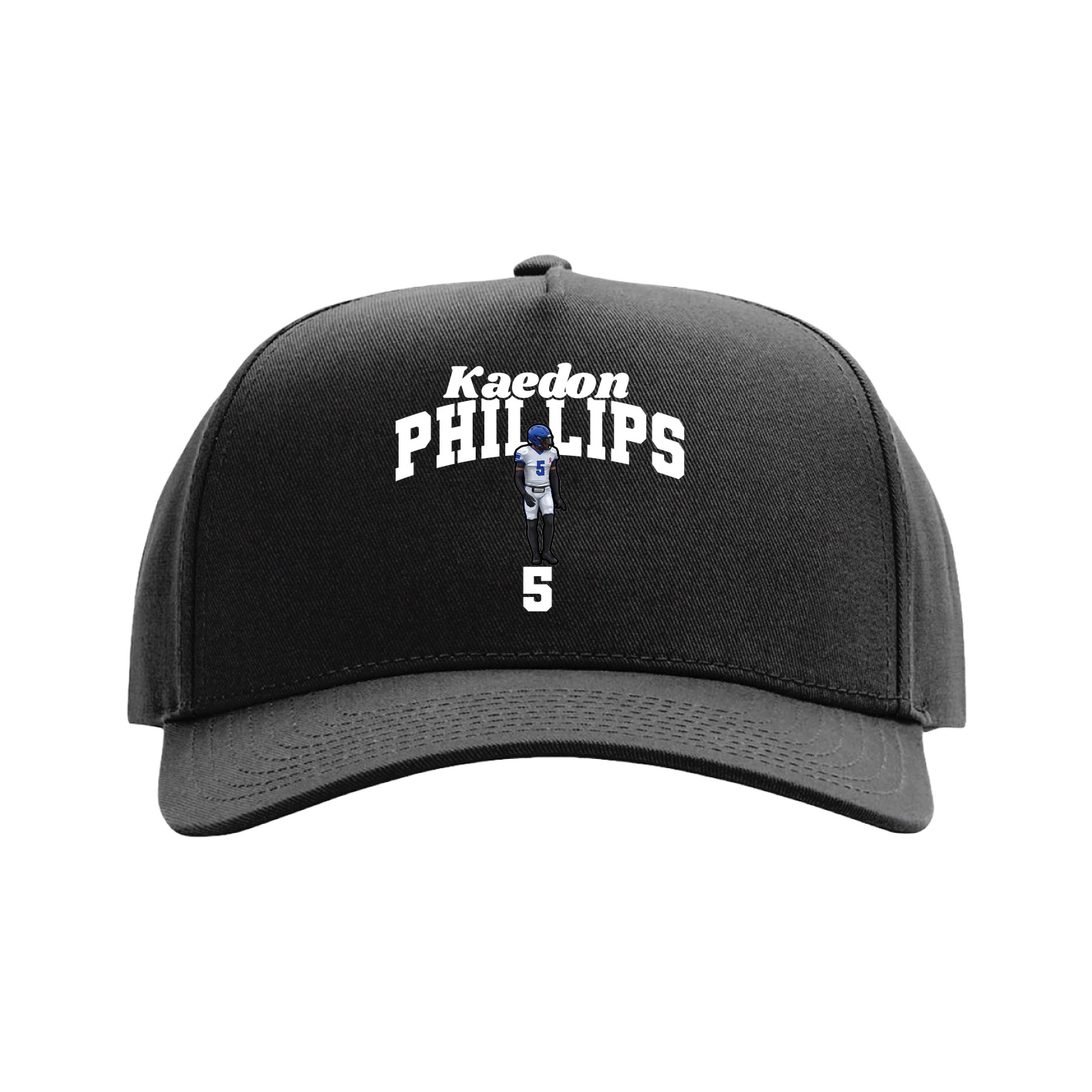 Full Fabric Five-Panel Champ Cap — Signature Arch in Black