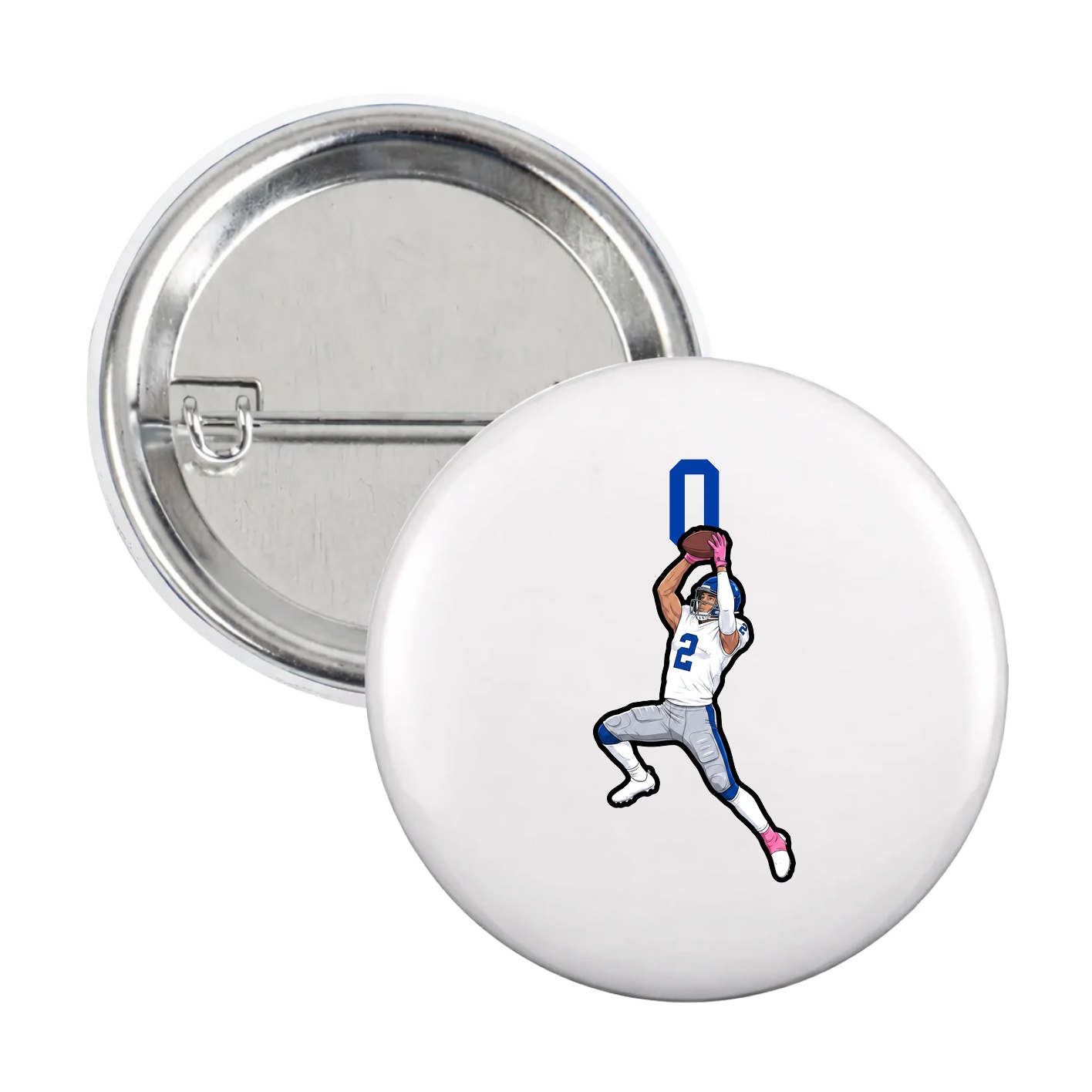 Game Day Button — Number Top in White