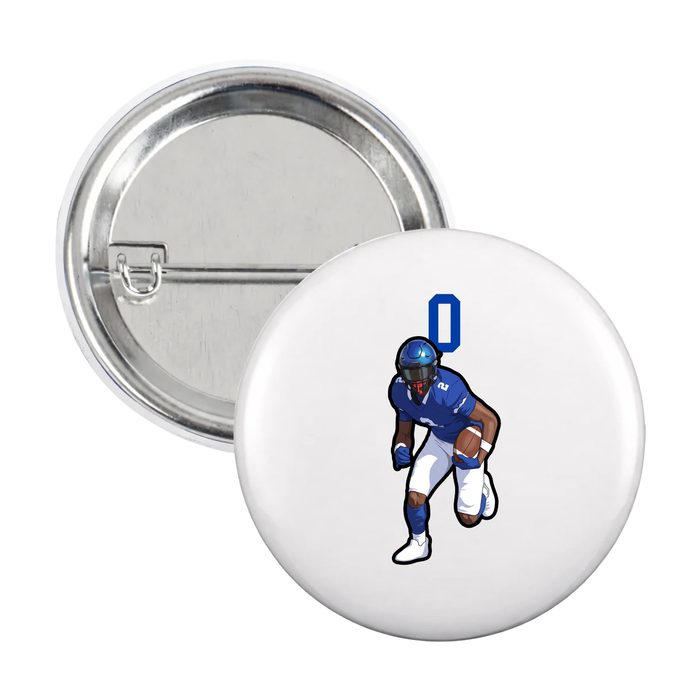Game Day Button — Number Top in White
