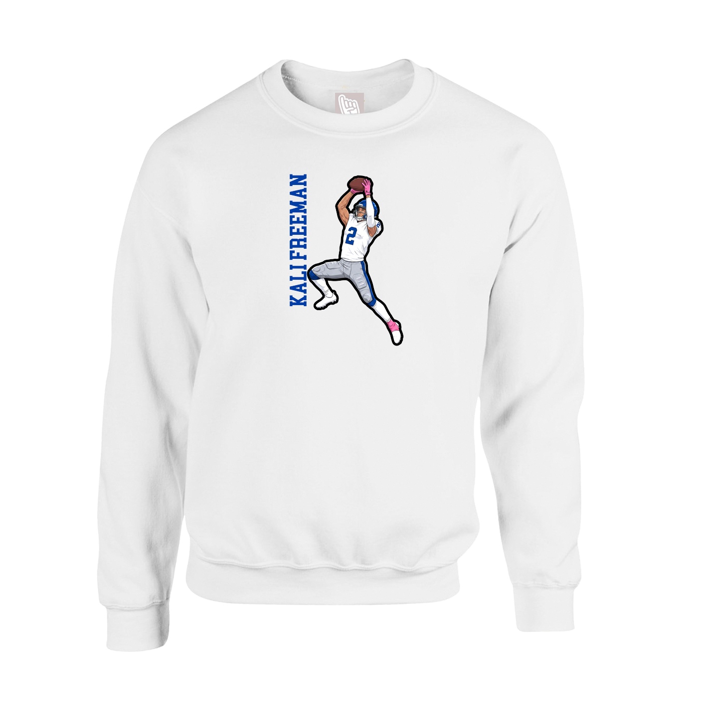 Fleece Crew — Name Vertical in White