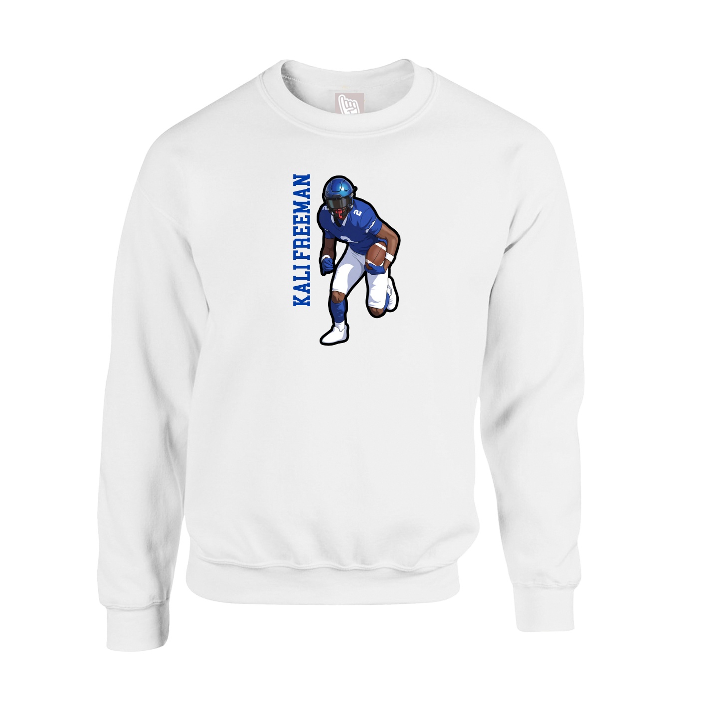Fleece Crew — Name Vertical in White