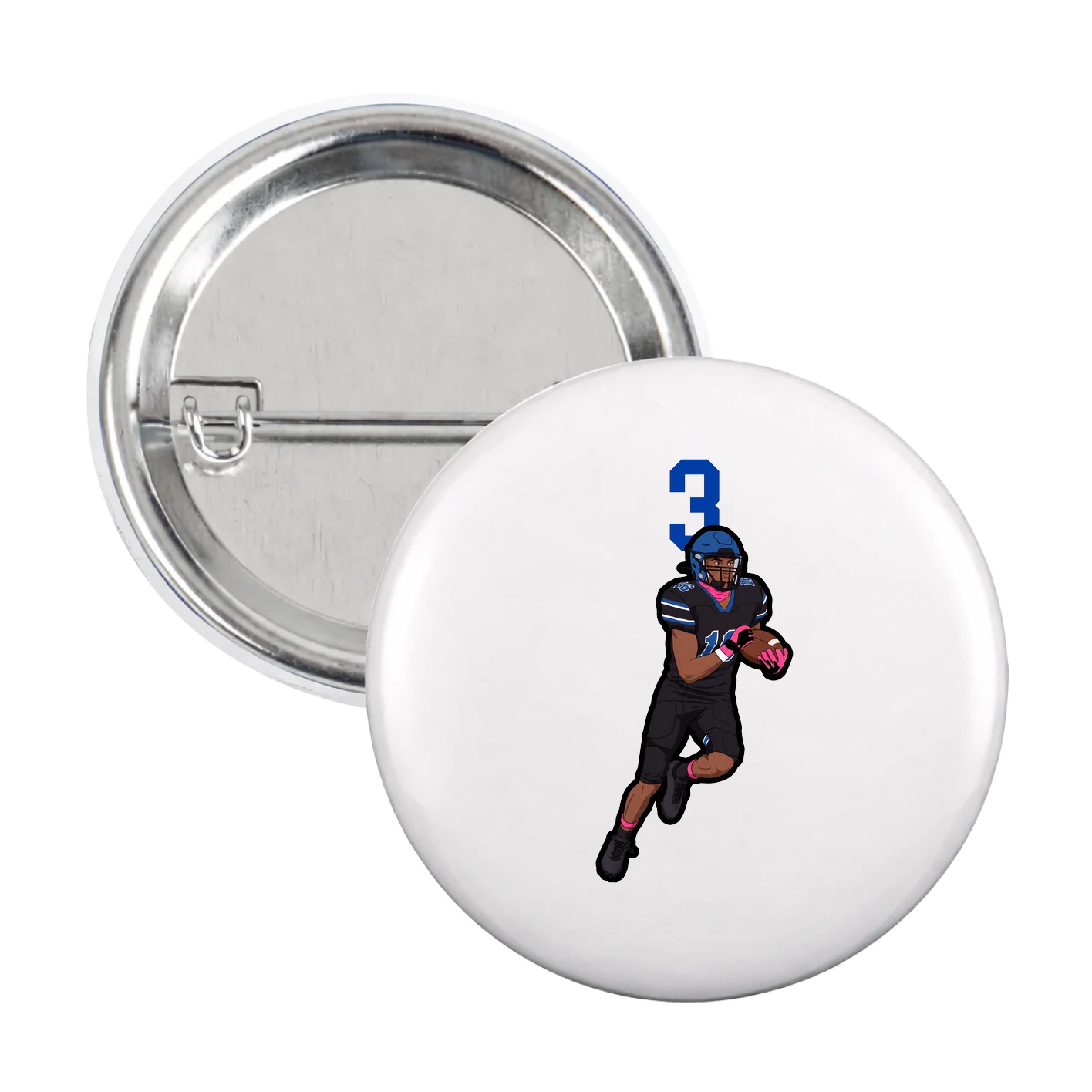 Game Day Button — Number Top in White