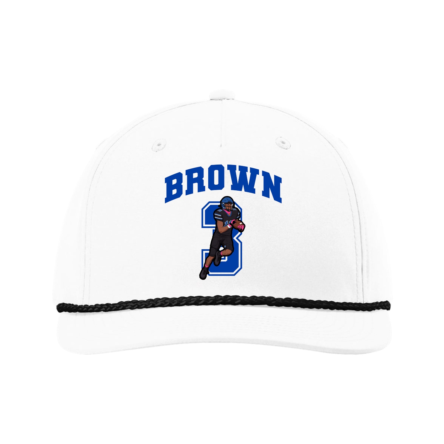 Five-Panel Classic Rope Cap — Number in White
