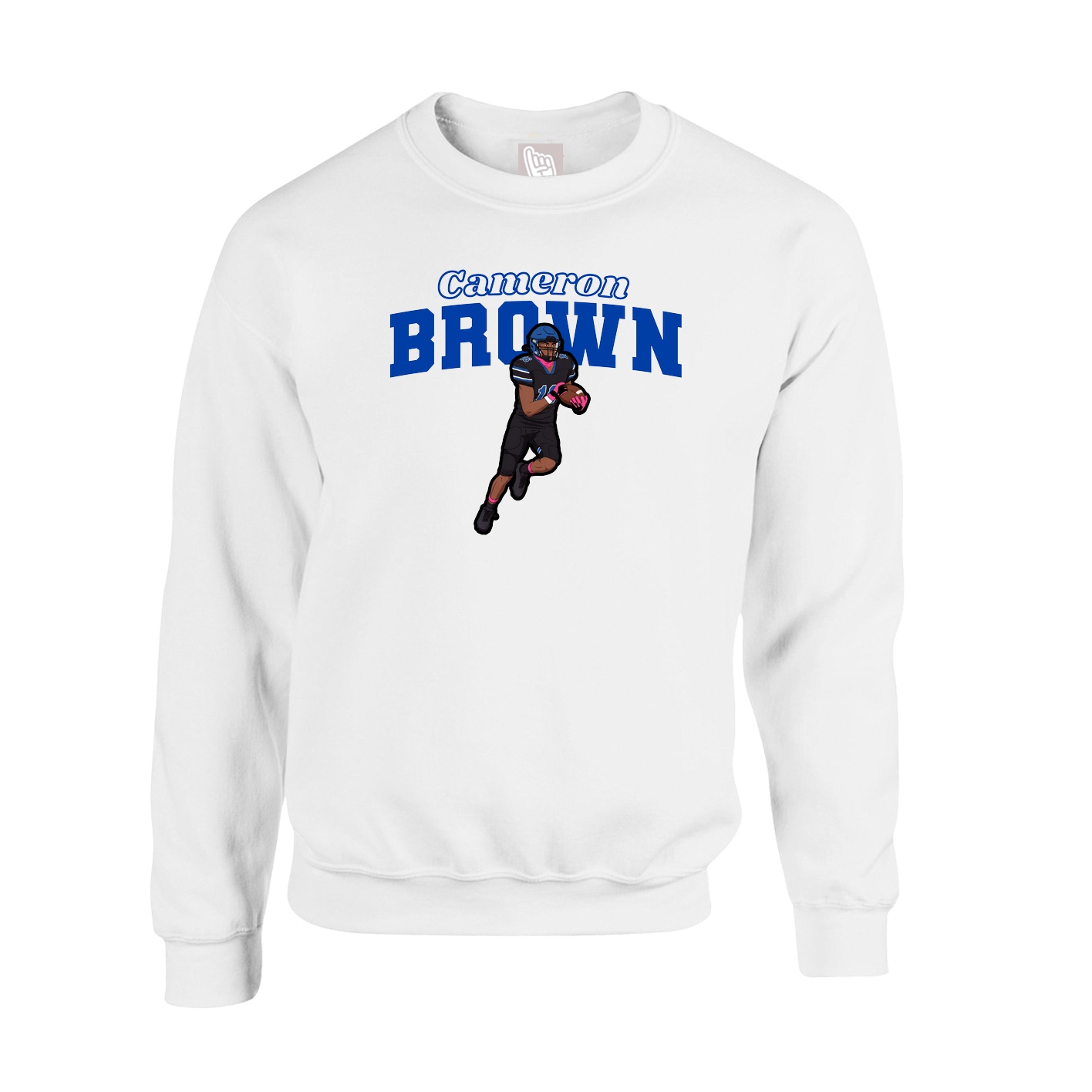 Fleece Crew — Name Arch in White