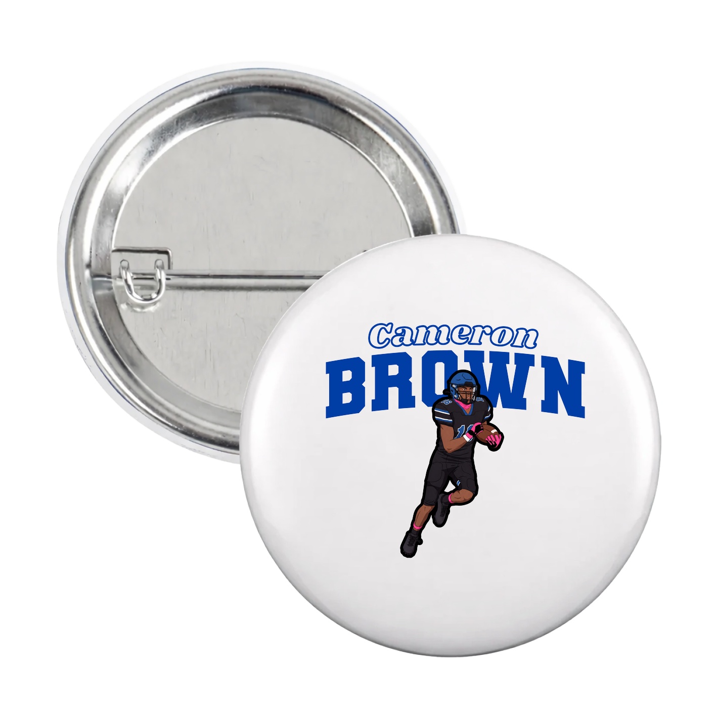 Game Day Button — Name Arch in White