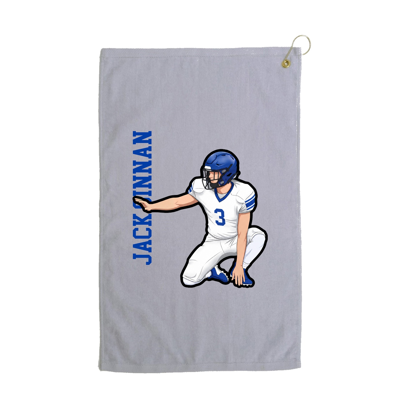 Golf Towel — Name Vertical in Grey