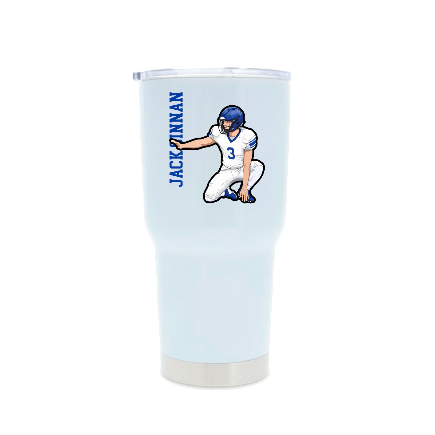 30oz Stainless Steel Tumbler — Name Vertical in White